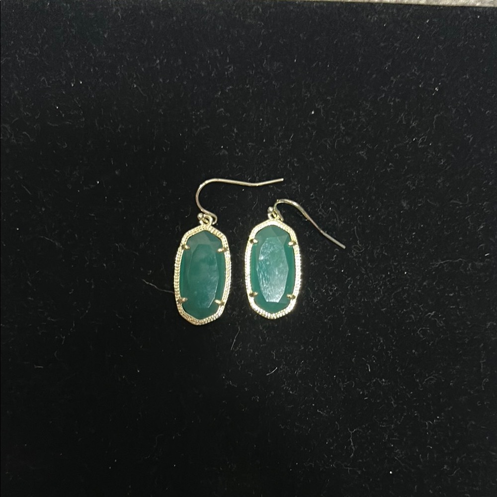 Kendra Scott Gold and Green Drop Earrings